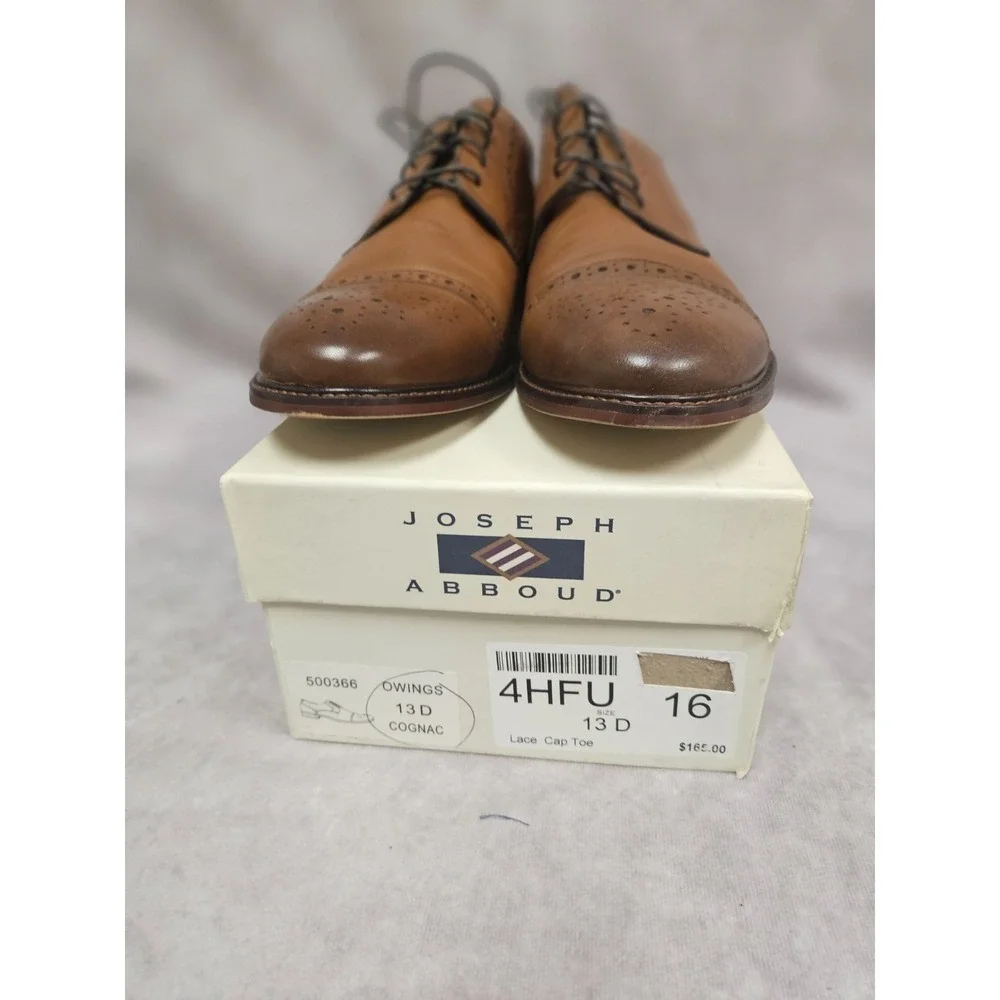 Joseph Abboud Mens Cognac Owings Cap-Toe Lace up  Oxford  size 13D New